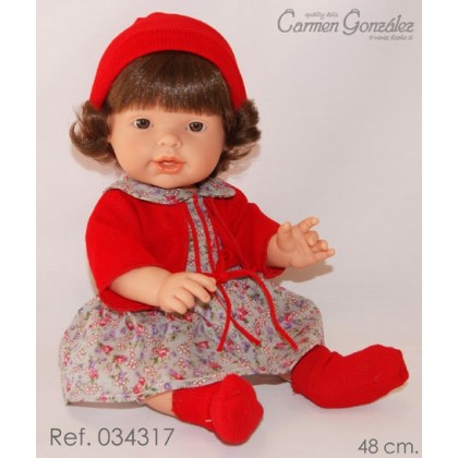 Кукла Нила в красном вязаном жакете и шапочке 48 см Carmen Gonzalez